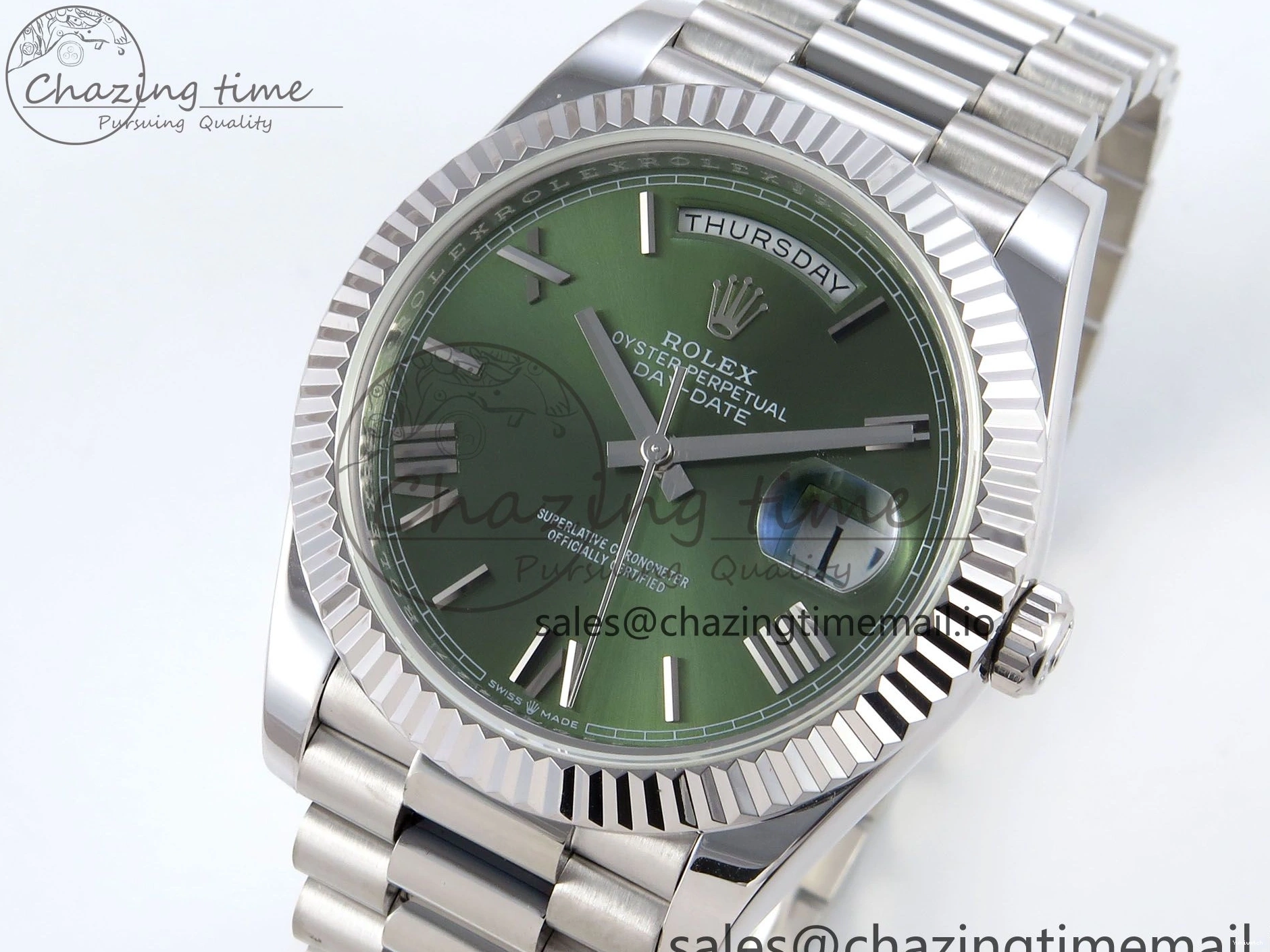 Weight) Roman 1:1 KF 40 Edition Best 228239 (Gain on SS Dial Green Bracelet VR3255 Day President Date 0308